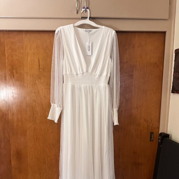 Layla Tulle Maxi Dress-White - Picture 2 of 7